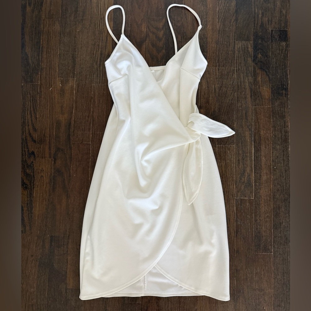 Blue Blush Asymmetrical White Dress